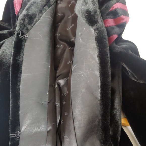 Vintage Borgessa Casper Womens Medium Coat Faux Fur USA Union Made Black Purple - Picture 11 of 15